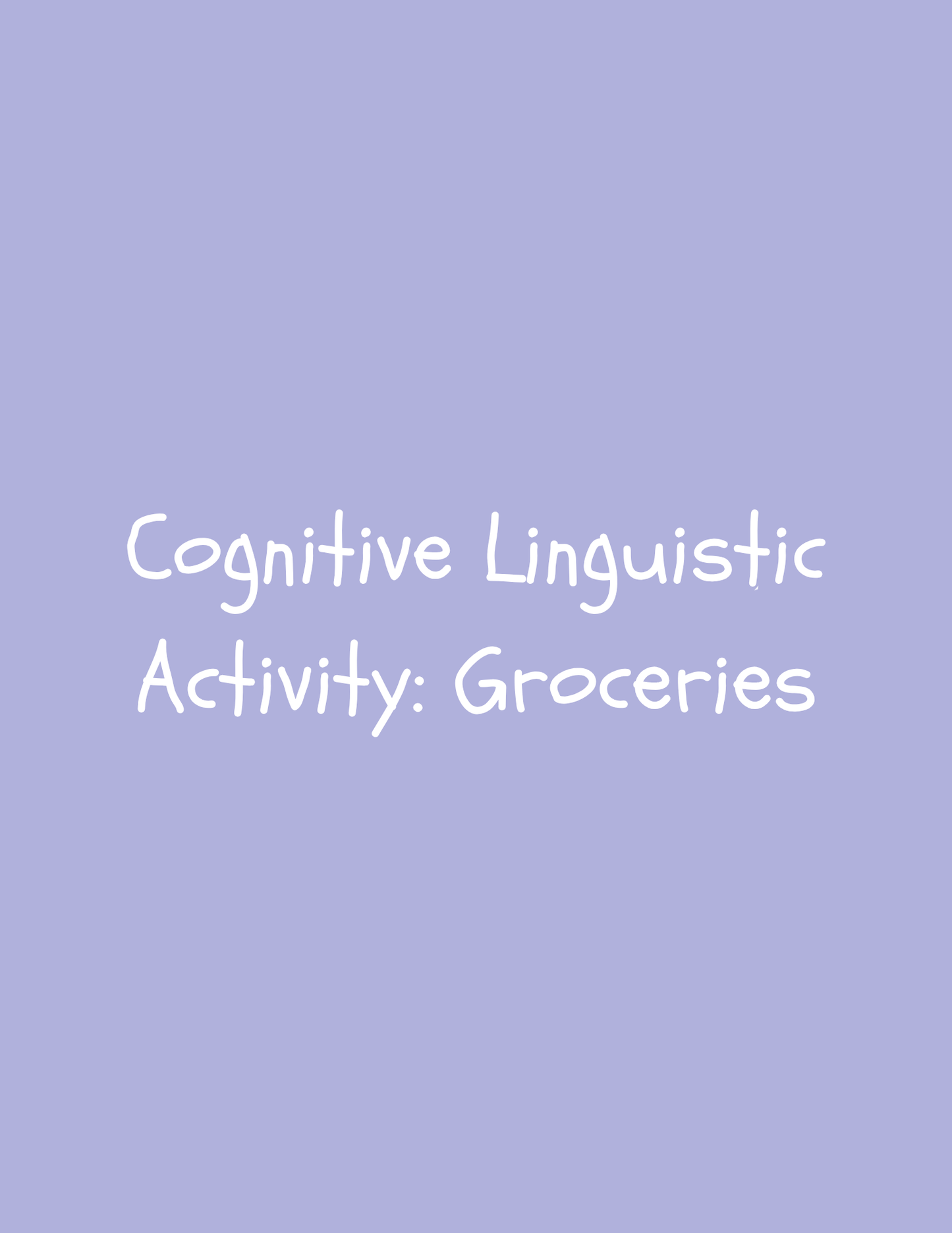 Cognitive Linguistic Activity: Grocery List (digital download)
