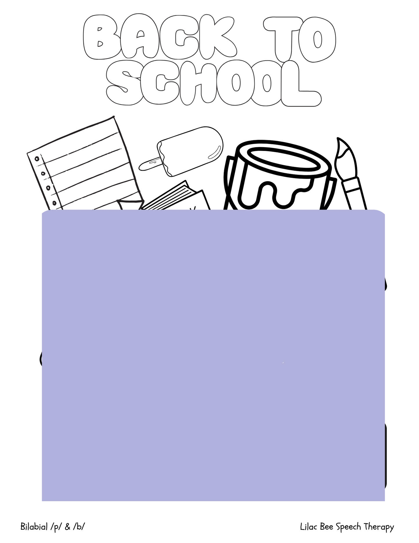 "Back to School" Articulation Coloring Pages (digital download)