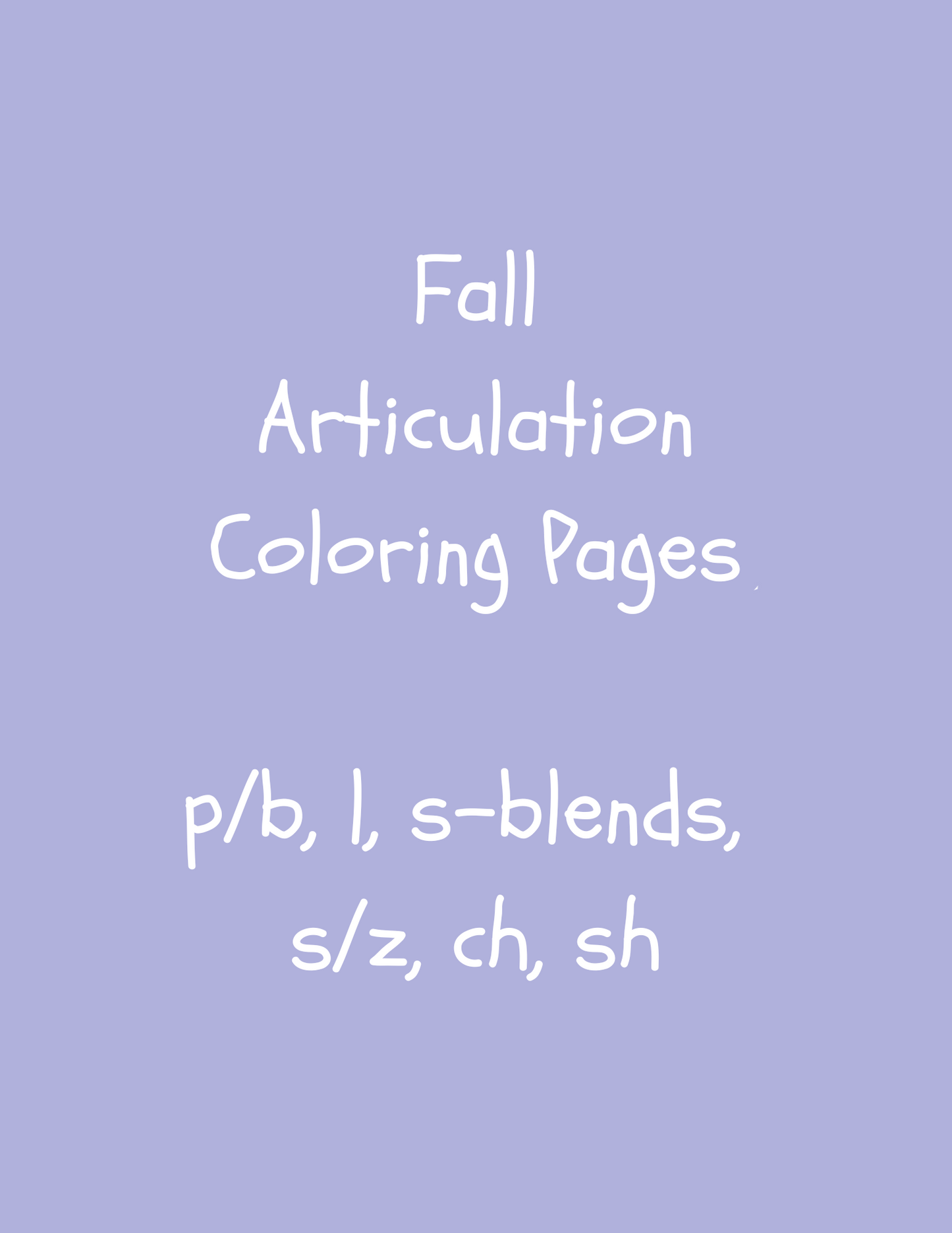 "Fall" Articulation Coloring Pages (digital download)