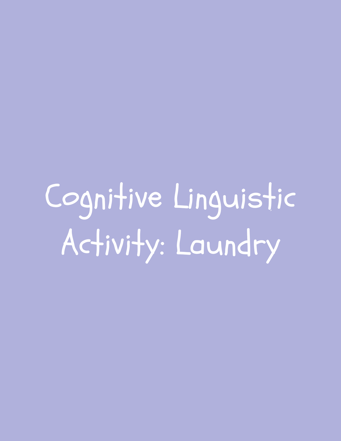 Cognitive Linguistic Activity: Laundry (digital download)