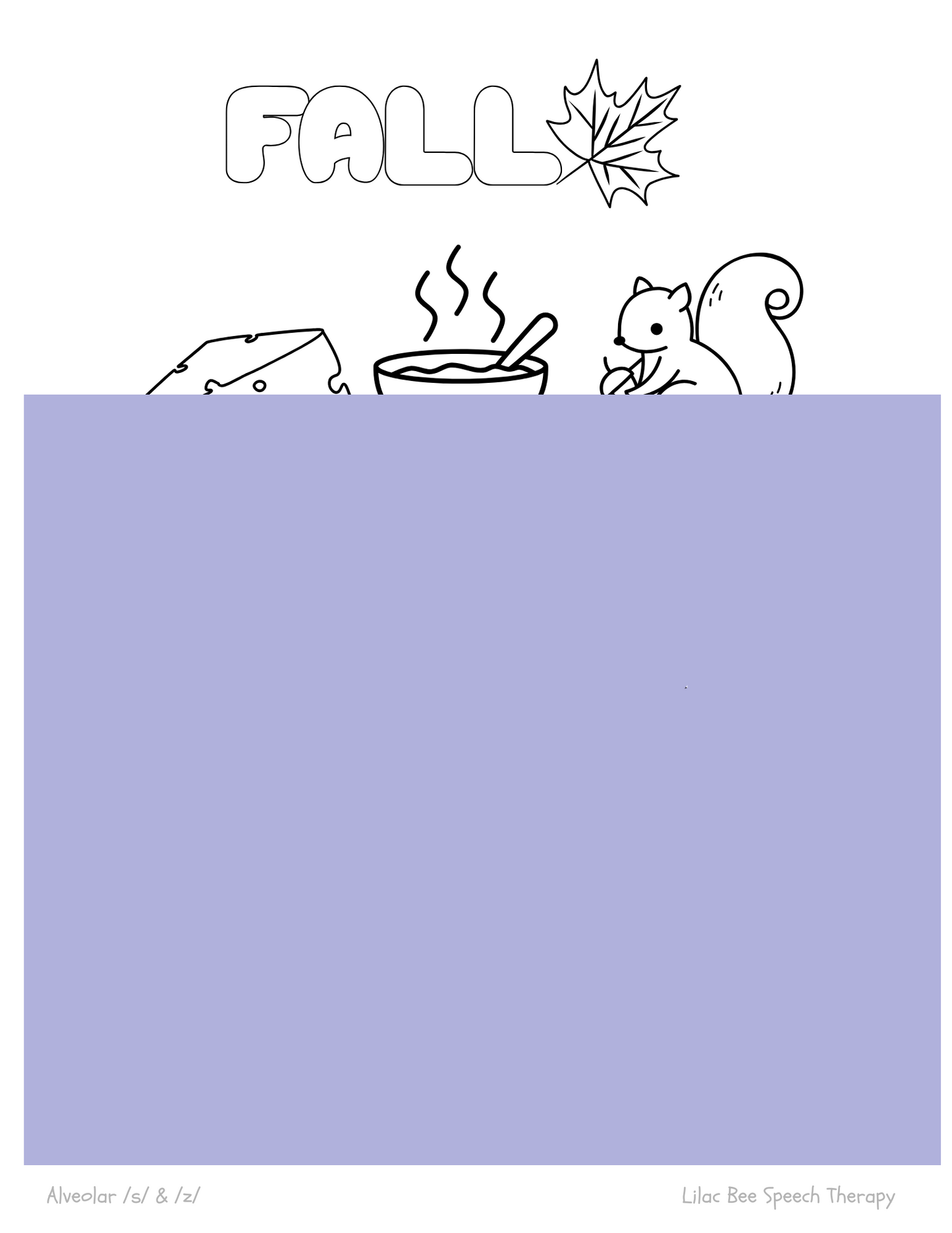 "Fall" Articulation Coloring Pages (digital download)