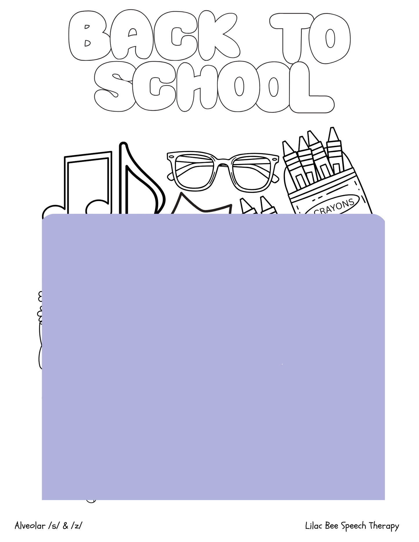 "Back to School" Articulation Coloring Pages (digital download)